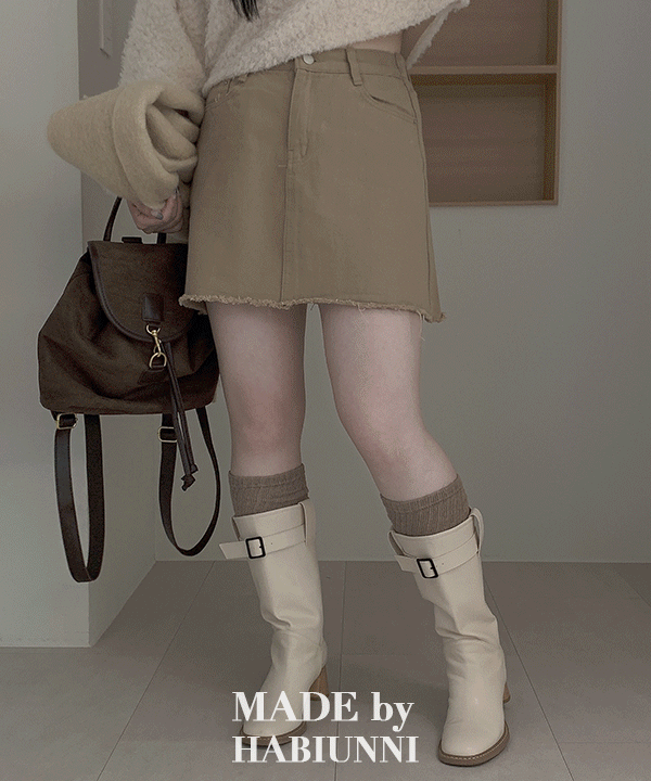 [🚚당일발송] #MADE, 11497 [2기장/기모안감] A라인 뒷밴딩 코튼 미니,미디 스커트 : 베이지,블랙 2color / S~XL